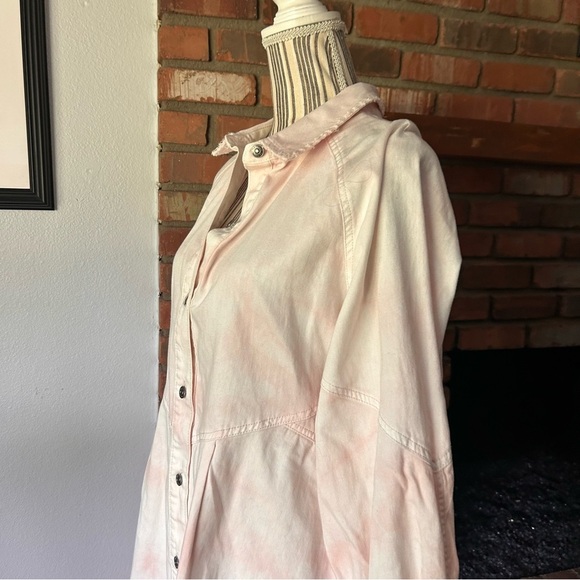 Free People Hannah Denim Mini Dress in Light Pink Tie Dye Sz S - Picture 9 of 13